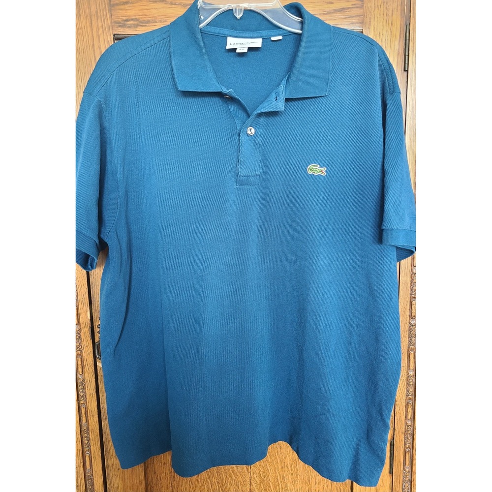 Lacoste Mens L1212 Classic Fit Pique Polo Shirt Teal Blue XL FR 6